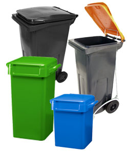 Bidoni raccolta differenziata, spazzatura e immondizia