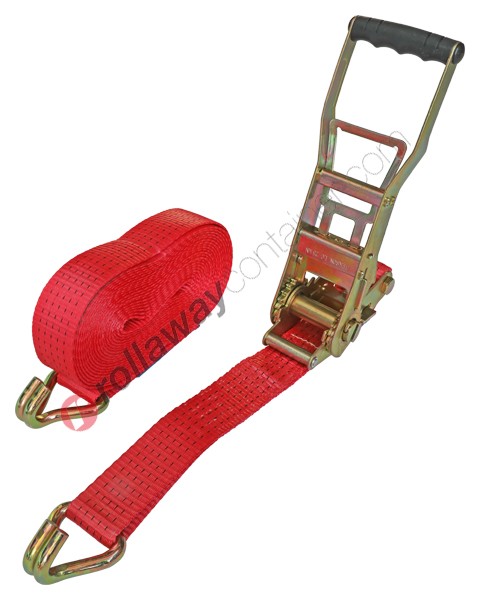 Cinghia a cricchetto ergonomico per fissaggio e fermacarico da 50 mm con gancio uncino