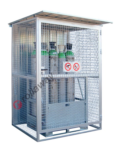 Deposito box bombole gas compressi in acciaio zincato con telaio portante 1550 x 1210 mm