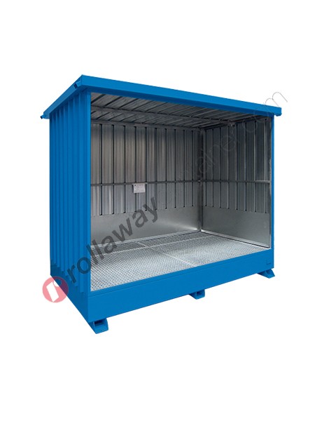 Modul container per cisterne a pavimento in acciaio con vasca di raccolta senza porte
