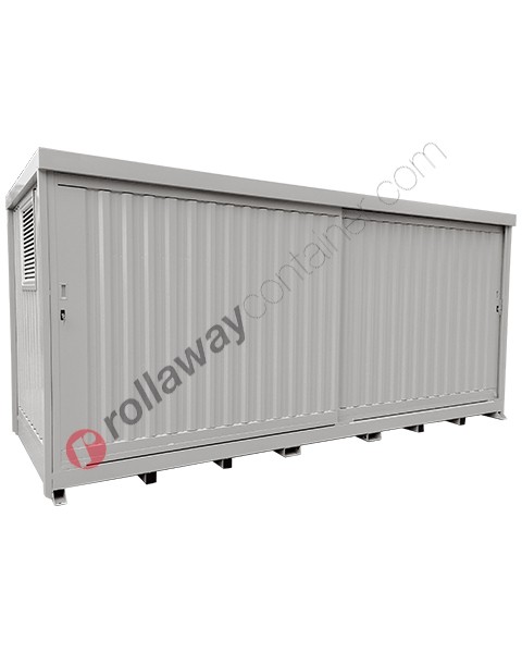 Modul container open space in acciaio con vasca di raccolta e porte scorrevoli gruppo misure 2