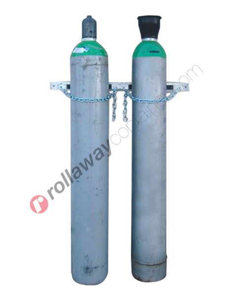 Supporto bombole gas a muro in acciaio zincato per due bombole 860 x 60 x 115 mm