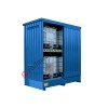 Modul container in acciaio 3140 x 1690 x 3390 mm con vasca di raccolta per 4 cisterne da 1000 lt