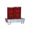 Vasca di contenimento liquidi conica in acciaio con piano forato 1310 x 800 x 340 mm per 2 fusti