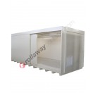Modul container per cisterne a pavimento con pannelli certificati EI/REI120, vasca di raccolta e porte scorrevoli