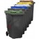 Bidoni raccolta differenziata spazzatura e immondizia da 360 litri con 2 ruote coperchi colorati