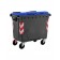 Cassonetti raccolta differenziata spazzatura, rifiuti e immondizia da 660 litri con 4 ruote colore azzurro