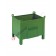 Contenitore in lamiera piccolo con piedi scatolati, pareti lisce e porta a ghigliottina colore verde