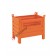 Contenitore in lamiera piccolo con piedi scatolati e porta in rete colore arancio