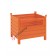 Contenitore in lamiera con piedi scatolati e porta in rete colore arancio
