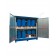 Modul container per fusti su scaffale in acciaio con vasca di raccolta e porte battenti