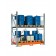 Scaffalatura metallica con vasca di contenimento per 16 fusti da 200 lt in verticale su 2 piani