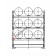 Scaffalatura metallica con vasca di contenimento per 9 fusti da 200 lt in orizzontale su 3 piani disegno tecnico