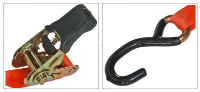 Accessori cinghia a cricchetto per fissaggio moto da 25 mm con gancio a esse rivestito