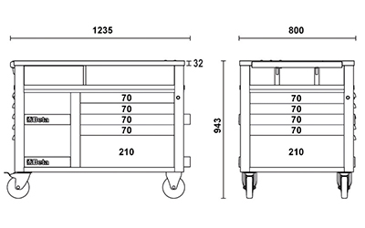 Carrello porta attrezzi Beta RSC28 SuperTank con piano di lavoro e 10 cassetti