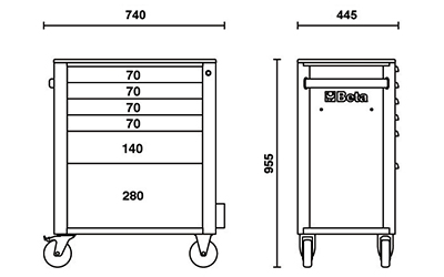 Carrello porta attrezzi Beta RSC24 con 6 cassetti dimensioni