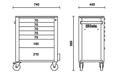 Carrello porta attrezzi Beta RSC24 con 7 cassetti dimensioni