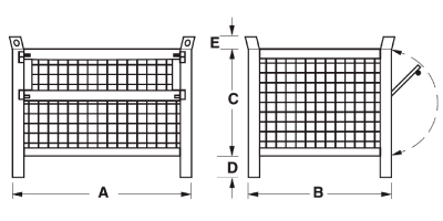 Dimensioni contenitore in rete metallica piccolo con piedi scatolati e porta