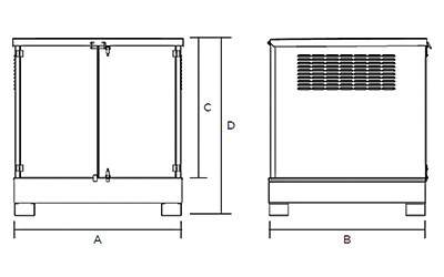 Dimensioni Deposito di stoccaggio in acciaio verniciato 1350 x 1650 x 1960 mm con vasca di raccolta