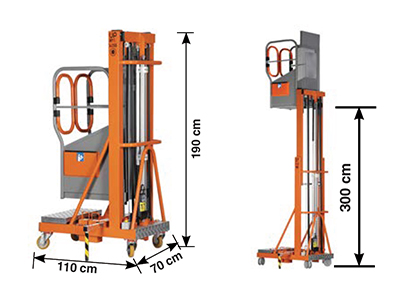 Dimensioni piattaforma di sollevamento leggera portata fino a 200 kg Uplift5