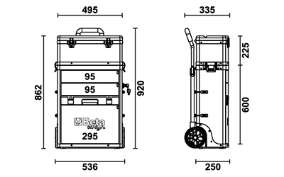 Trolley porta attrezzi Beta C41H dimensioni