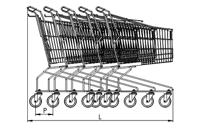 Dimensioni carrello spesa supermercato in filo metallico 125 litri